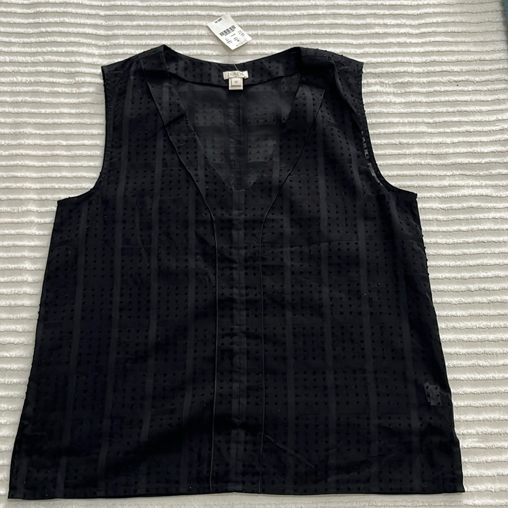 NWT J Crew Factory Sleeveless Black Top size 12